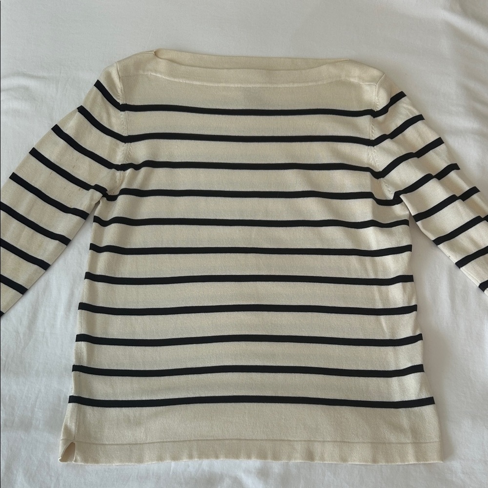 Ralph Lauren Black Label Cream and Black Striped Sweater